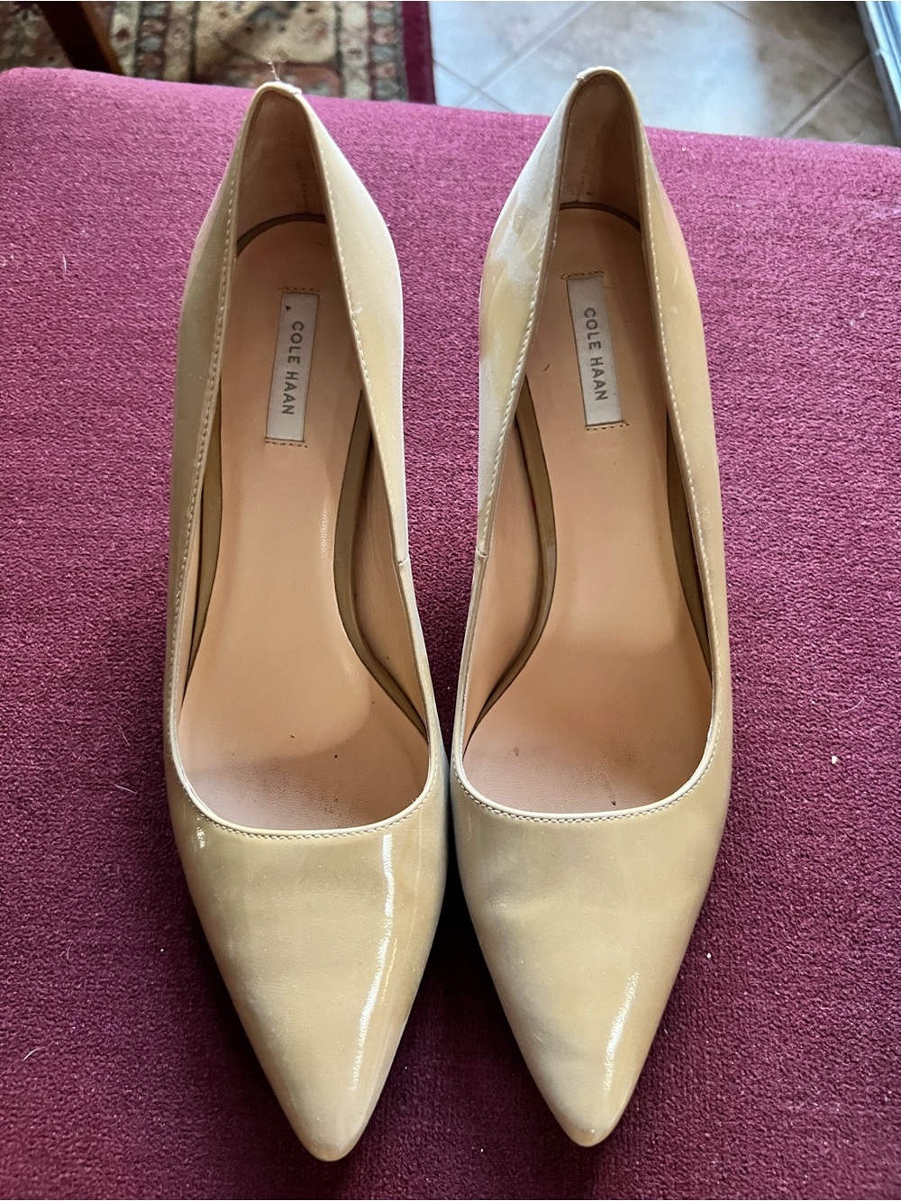 Cole Haan Grand OS Juliana Pump Heel Patent Nude 8.5 B